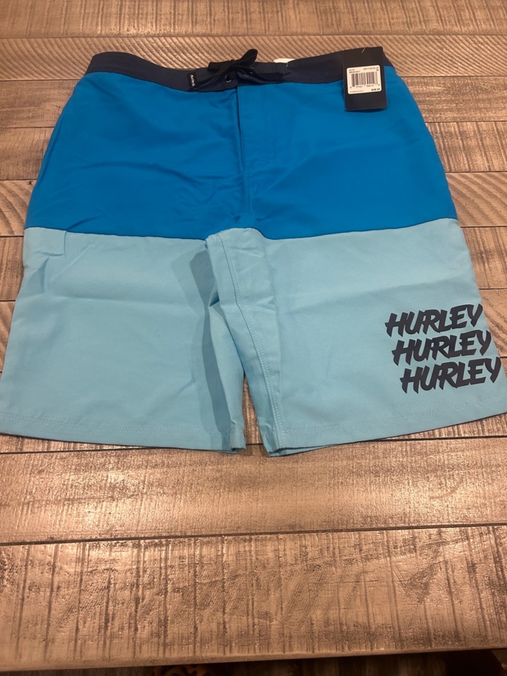 Hurley Blue & Light Blue Kids Swim Trunks